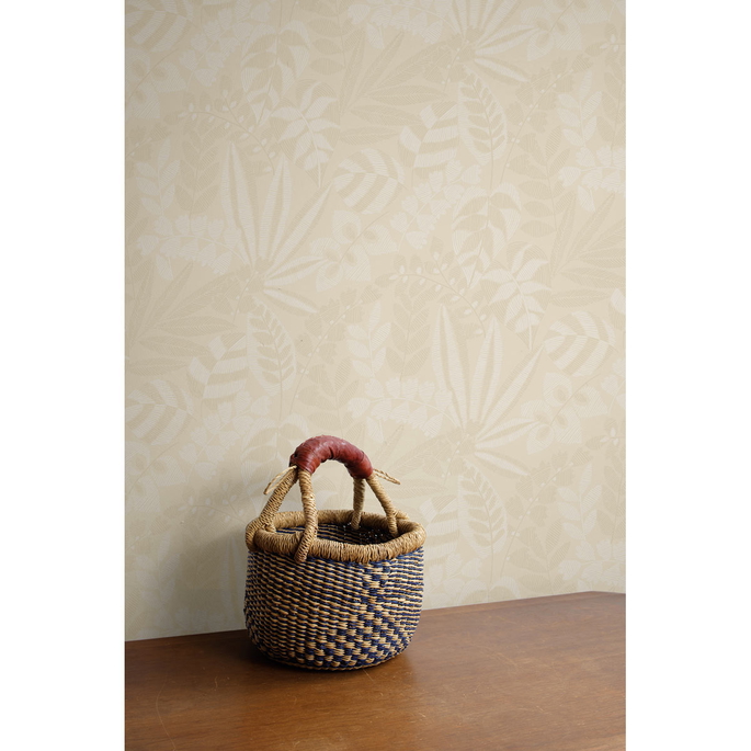 Seabrook Designs Botanica Striped Leaves Sand Dune &amp; Ivory Wallpaper image 2 of 2