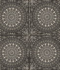 Seabrook Designs Mandala Boho Tile Brushed Ebony & Stone Wallpaper