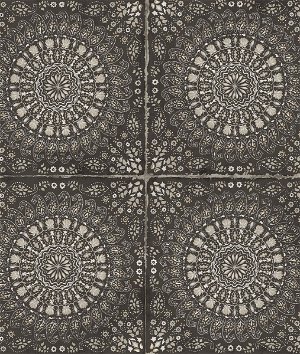 Seabrook Designs Mandala Boho Tile Brushed Ebony & Stone Wallpaper