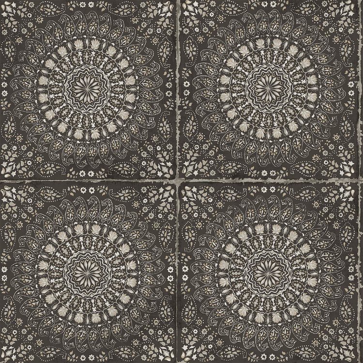 Seabrook Designs Mandala Boho Tile Brushed Ebony & Stone Wallpaper
