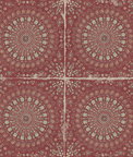 Seabrook Designs Mandala Boho Tile Cabernet & Aloe Green Wallpaper