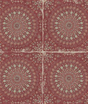 Seabrook Designs Mandala Boho Tile Cabernet & Aloe Green Wallpaper