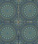 Seabrook Designs Mandala Boho Tile Navy Blue & Dandelion Wallpaper