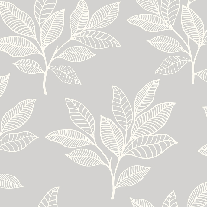Seabrook Designs Paradise Leaves Daydream Gray Wallpaper image 1 of 2