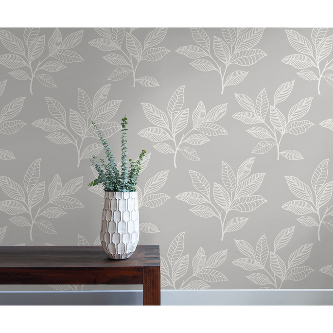 Seabrook Designs Paradise Leaves Daydream Gray Wallpaper image 2 of 2