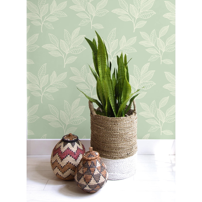 Seabrook Designs Paradise Leaves Mint Wallpaper image 2 of 2