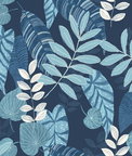 Seabrook Designs Tropicana Leaves Sky Blue & Champlain Wallpaper
