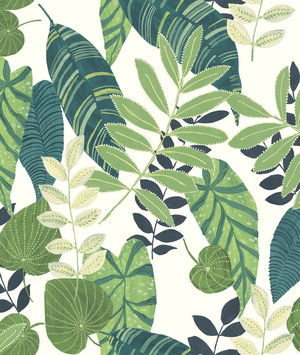 Seabrook Designs Tropicana Leaves Viridian & Dill Wallpaper