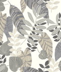 Seabrook Designs Tropicana Leaves Stone & Daydream Gray Wallpaper