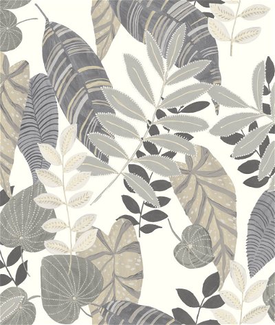 Seabrook Designs Tropicana Leaves Stone & Daydream Gray Wallpaper