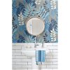 Seabrook Designs Tropicana Leaves Metallic Gray & Sky Blue Wallpaper - Image 2