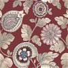 Seabrook Designs Calypso Paisley Leaf Cabernet & Coral Wallpaper - Image 1