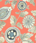 Seabrook Designs Calypso Paisley Leaf Coral & Aloe Wallpaper