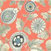 Seabrook Designs Calypso Paisley Leaf Coral & Aloe Wallpaper - Image 1
