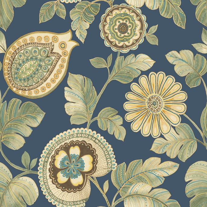 Seabrook Designs Calypso Paisley Leaf Champlain &amp; Rosemary Wallpaper image 1 of 2