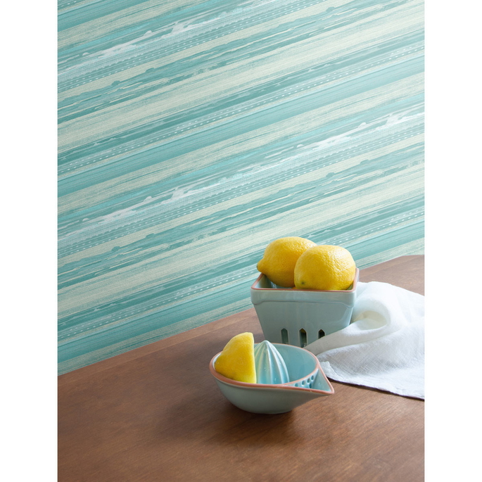 Seabrook Designs Horizon Brushed Stripe Seafoam &amp; Ivory Wallpaper image 2 of 2