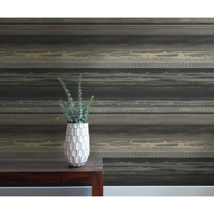 Seabrook Designs Horizon Brushed Stripe Brushed Ebony &amp; Blonde Wallpaper image 2 of 2