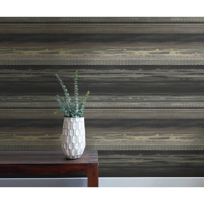 Seabrook Designs Horizon Brushed Stripe Brushed Ebony &amp; Blonde Wallpaper image 2 of 2