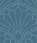 Seabrook Designs Scallop Medallion Steel Blue & Ivory Wallpaper