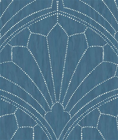 Seabrook Designs Scallop Medallion Steel Blue & Ivory Wallpaper