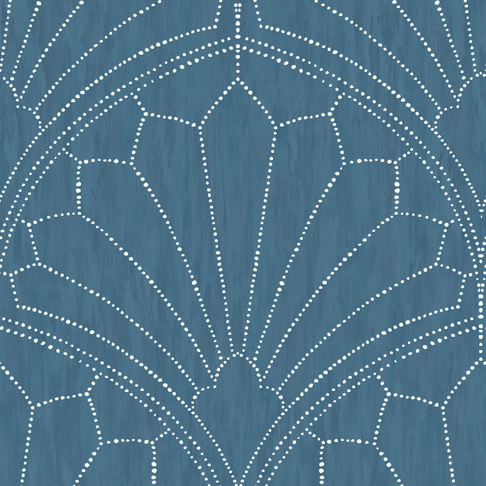 Seabrook Designs Scallop Medallion Steel Blue &amp; Ivory Wallpaper image 1 of 2