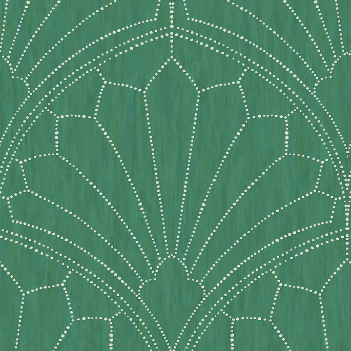 Seabrook Designs Scallop Medallion Jade &amp; Ivory Wallpaper image 1 of 2
