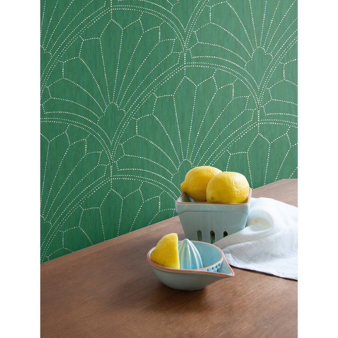 Seabrook Designs Scallop Medallion Jade &amp; Ivory Wallpaper image 2 of 2