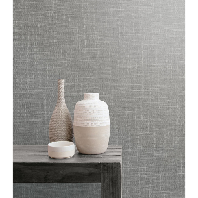 Seabrook Designs Indie Linen Embossed Vinyl Mercury Wallpaper image 2 of 2