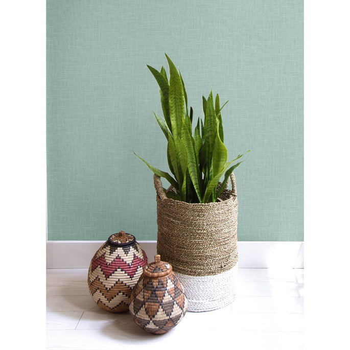 Seabrook Designs Indie Linen Embossed Vinyl Blue Dusk Wallpaper image 2 of 2