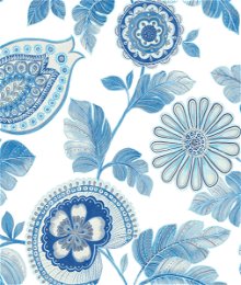 Seabrook Designs Calypso Paisley Leaf Blue Oasis & Ivory Fabric