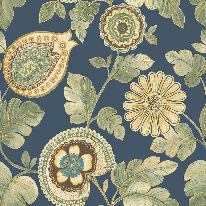 Seabrook Designs Calypso Paisley Leaf Champlain &amp; Rosemary Fabric
