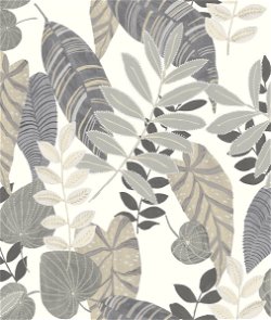 Seabrook Designs Tropicana Leaves Charcoal/Stone/Daydream Gray