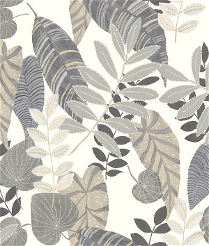 Seabrook Designs Tropicana Leaves Charcoal/Stone/Daydream Gray Fabric