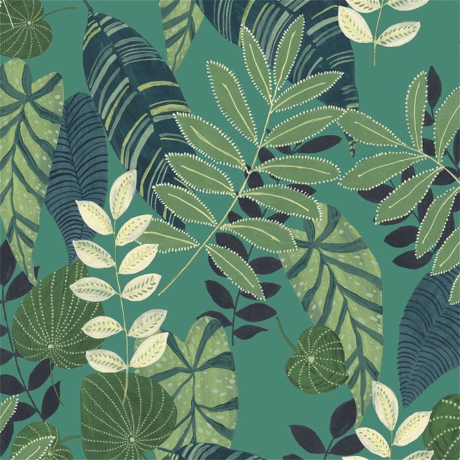 Seabrook Designs Tropicana Leaves Jade/Rosemary/Spruce Fabric