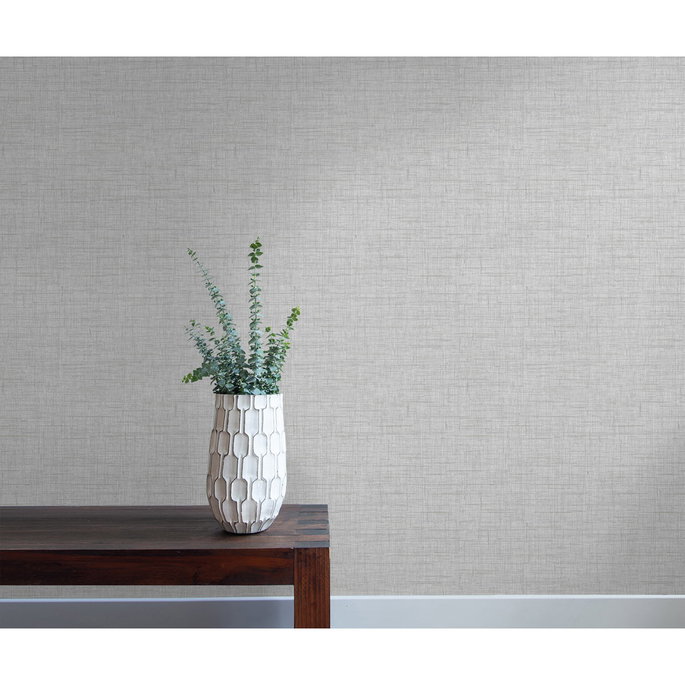 Seabrook Designs Bermuda Linen Stringcloth Daydream Gray &amp; Ivory Wallpaper image 2 of 2