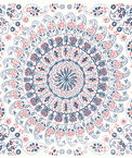 Seabrook Designs Mandala Boho Tile Coral/Cream/Midnight Blue Fabric