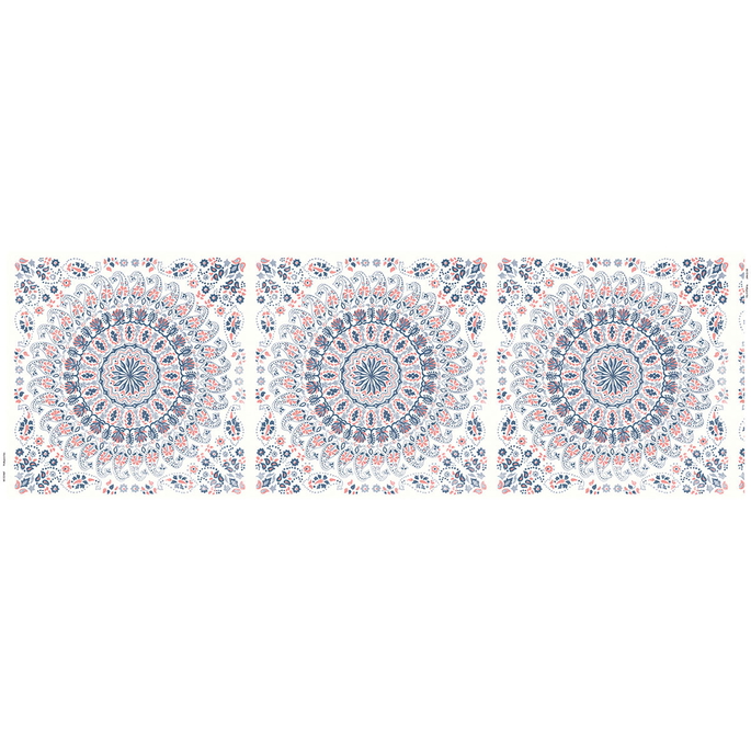 Seabrook Designs Mandala Boho Tile Coral/Cream/Midnight Blue Fabric image 2 of 2