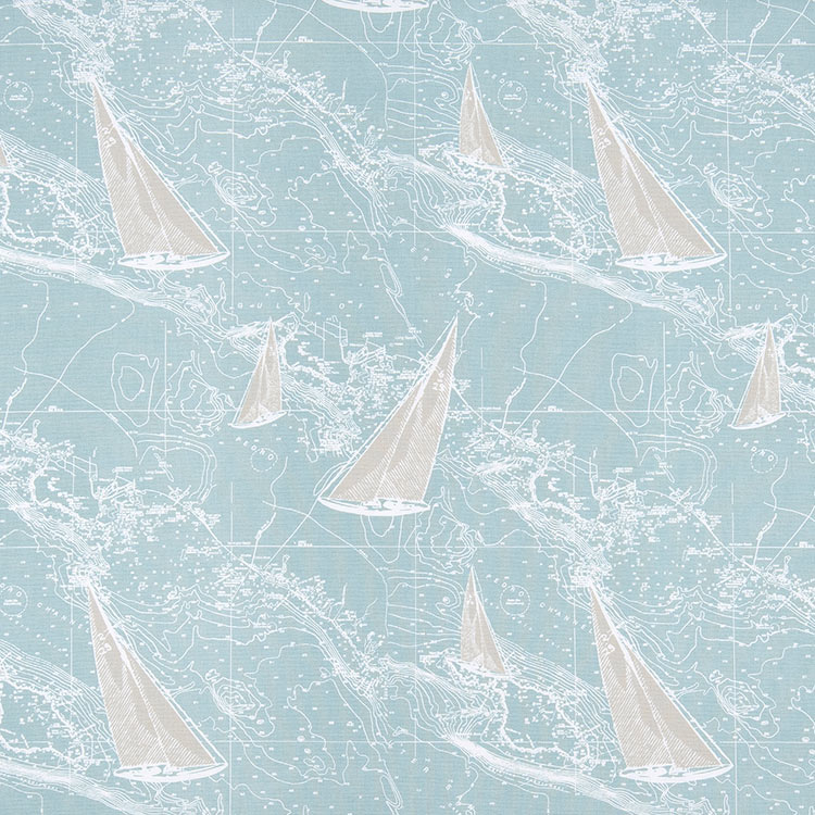 Premier Prints Sail Away Spa Blue Fabric