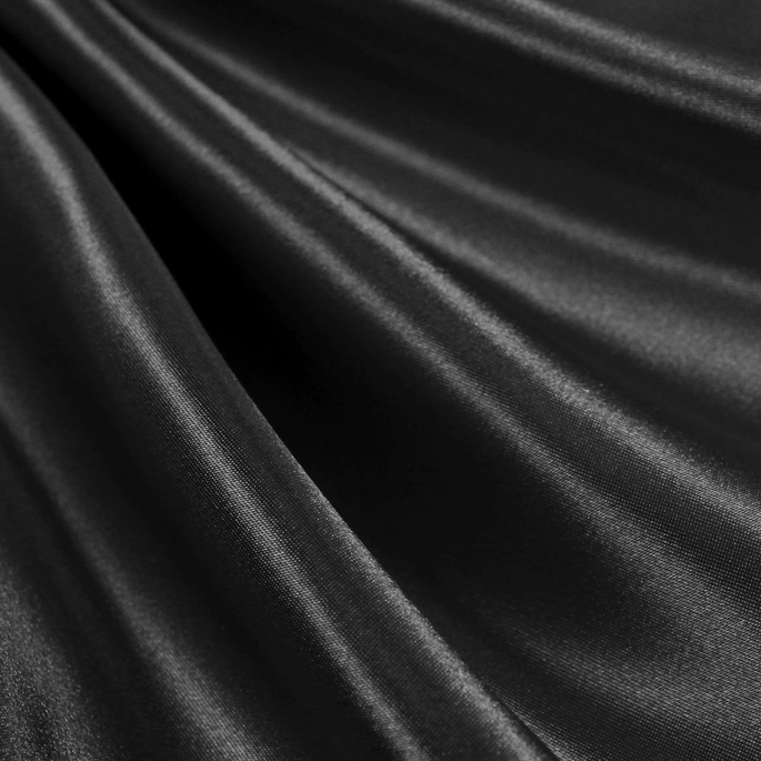 Black Cotton Rayon Baronet Satin Fabric image 1 of 1
