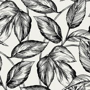 Seabrook Designs Beckett Sketched Leaves Volcanic Black Wallpaper