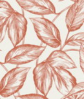Seabrook Designs Beckett Sketched Leaves Rich Coral Wallpaper