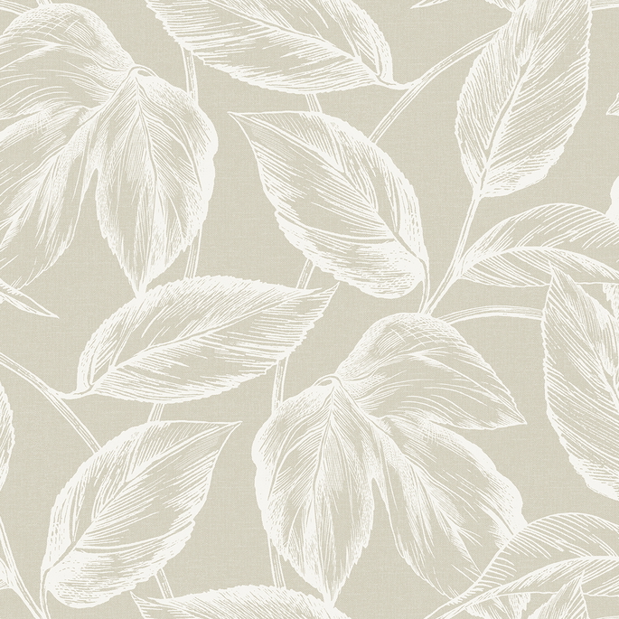 Seabrook Designs Beckett Sketched Leaves Oat Wallpaper image 1 of 3