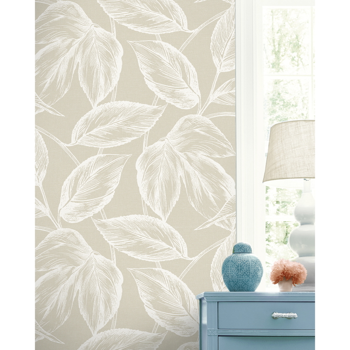 Seabrook Designs Beckett Sketched Leaves Oat Wallpaper image 3 of 3