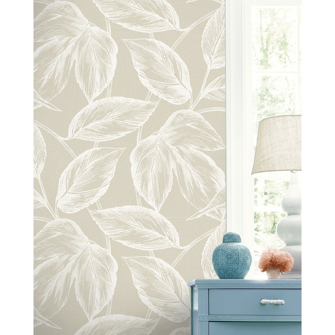 Seabrook Designs Beckett Sketched Leaves Oat Wallpaper image 3 of 3