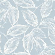 Seabrook Designs Beckett Sketched Leaves Baby Blue Wallpaper