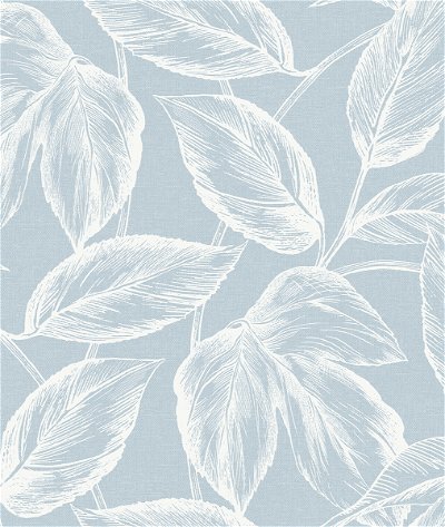 Seabrook Designs Beckett Sketched Leaves Baby Blue Wallpaper