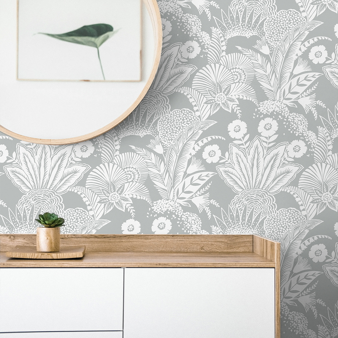 Seabrook Designs Suvi Palm Grove Bluish Gray Wallpaper image 2 of 2