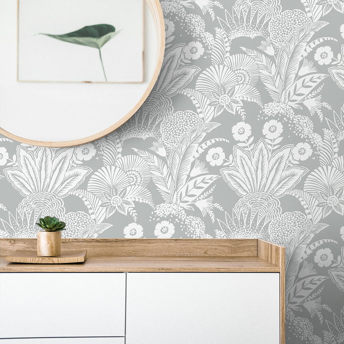 Seabrook Designs Suvi Palm Grove Bluish Gray Wallpaper image 2 of 2