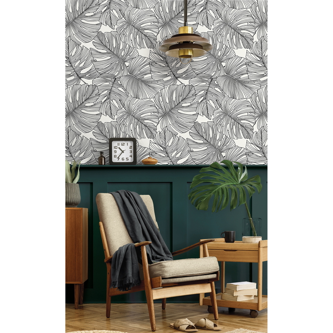 Seabrook Designs Tarra Monstera Leaf Contrasto Wallpaper image 2 of 3