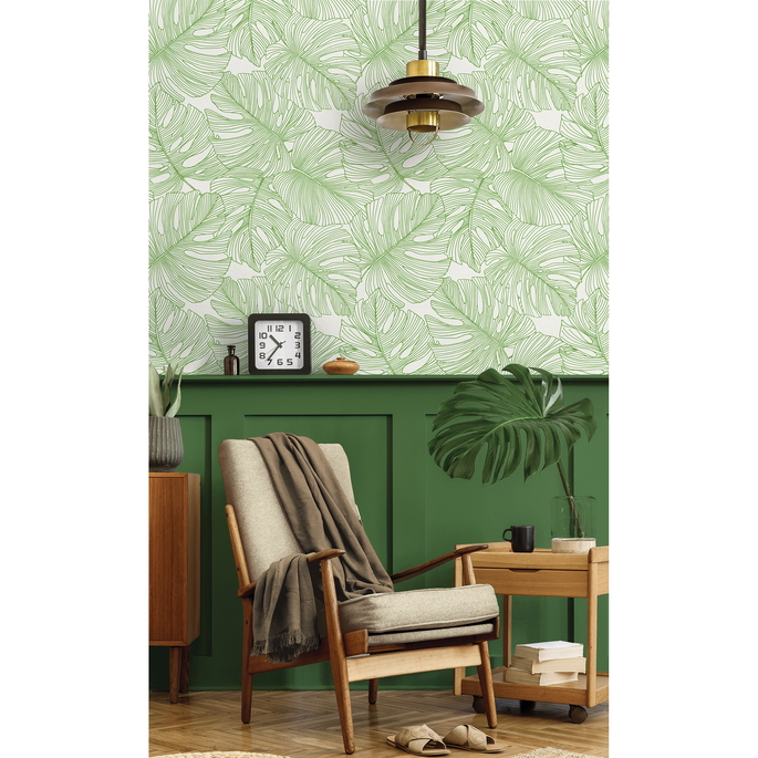 Seabrook Designs Tarra Monstera Leaf Hill Green Wallpaper image 2 of 3